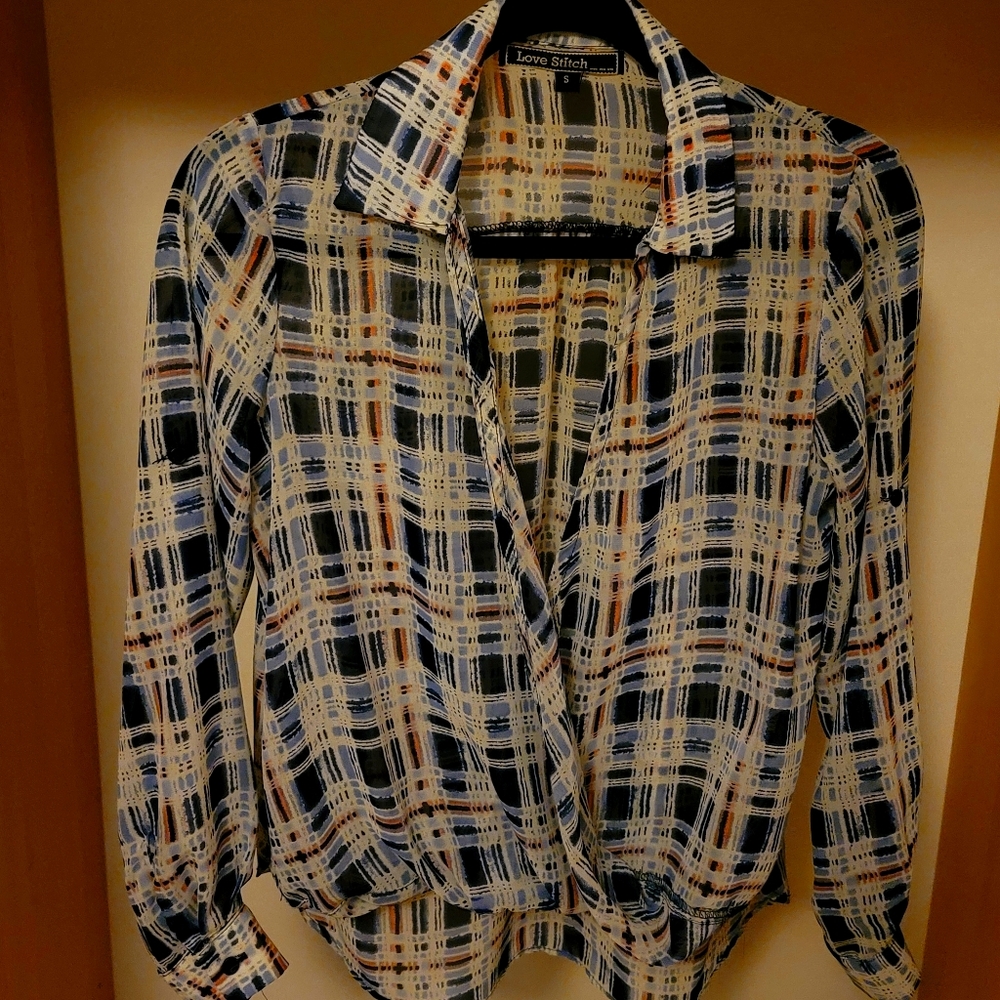 LOVE STITCH Drape front blouse
